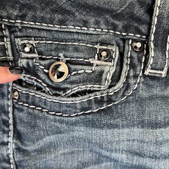TRUE RELIGION SKINNY SWAROVSKI CRYSTAL JEANS 28x30 - Picture 3 of 13